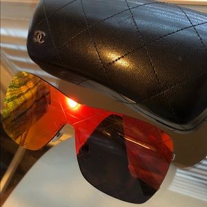 Authentic Chanel Red Shield Runway Sunglasses